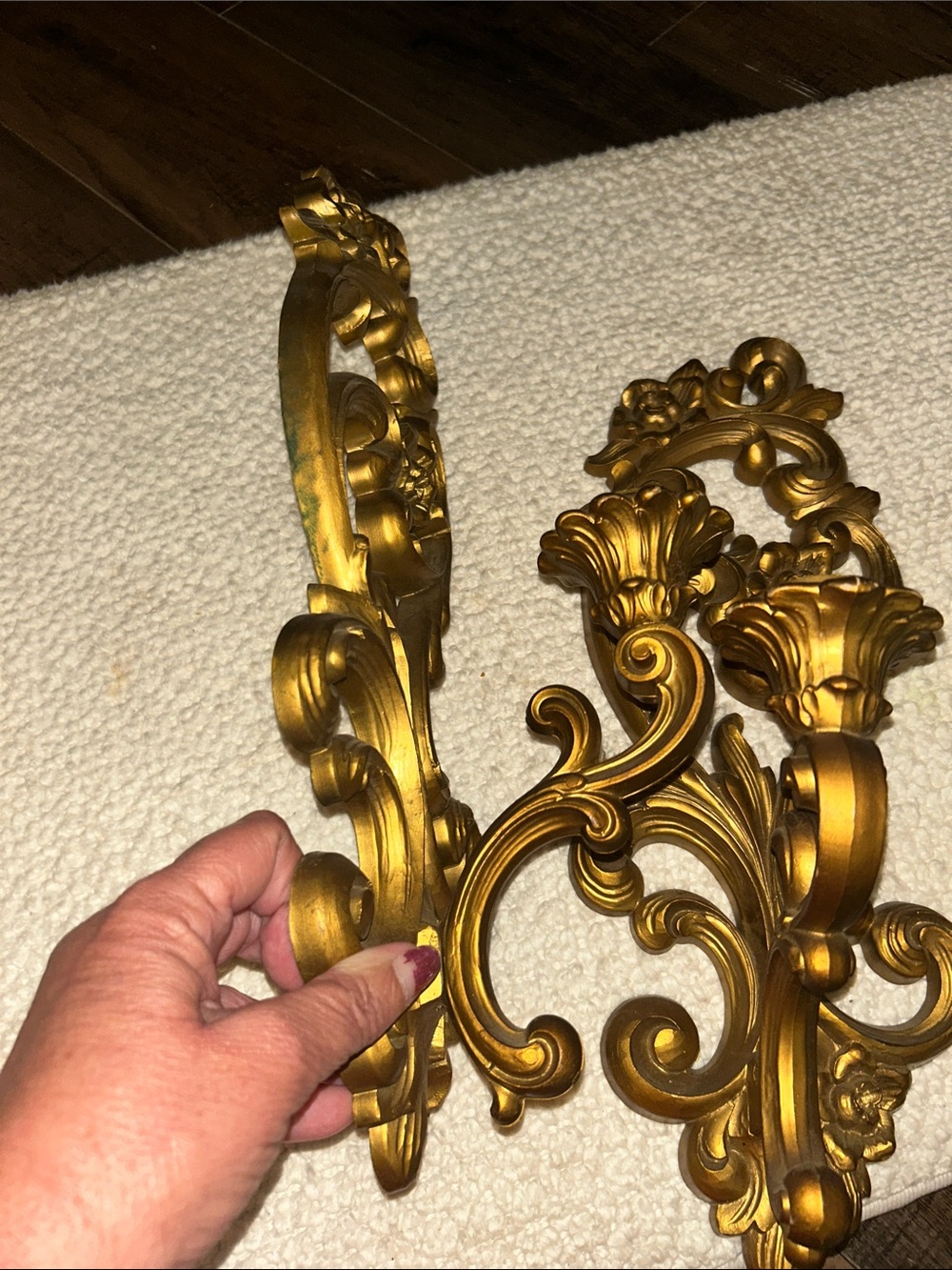 MCM vintage Home Interiors Gold Wall Sconces - Decorative Home Wall Decor (Pair) - Picture 4 of 5